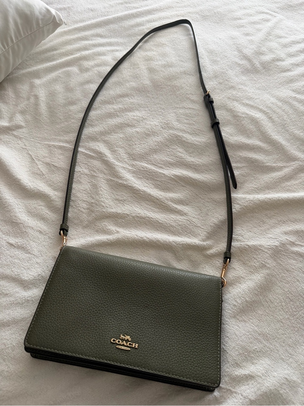 Coach Anna Foldover Crossbody Clutch 3037 in Military Green